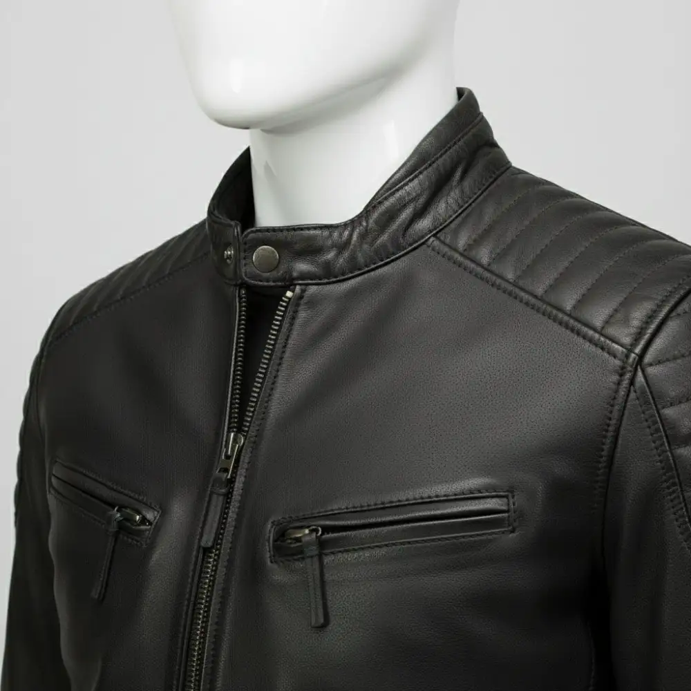 Modern Leather Biker Motorcycle Multi Pocket Jacket