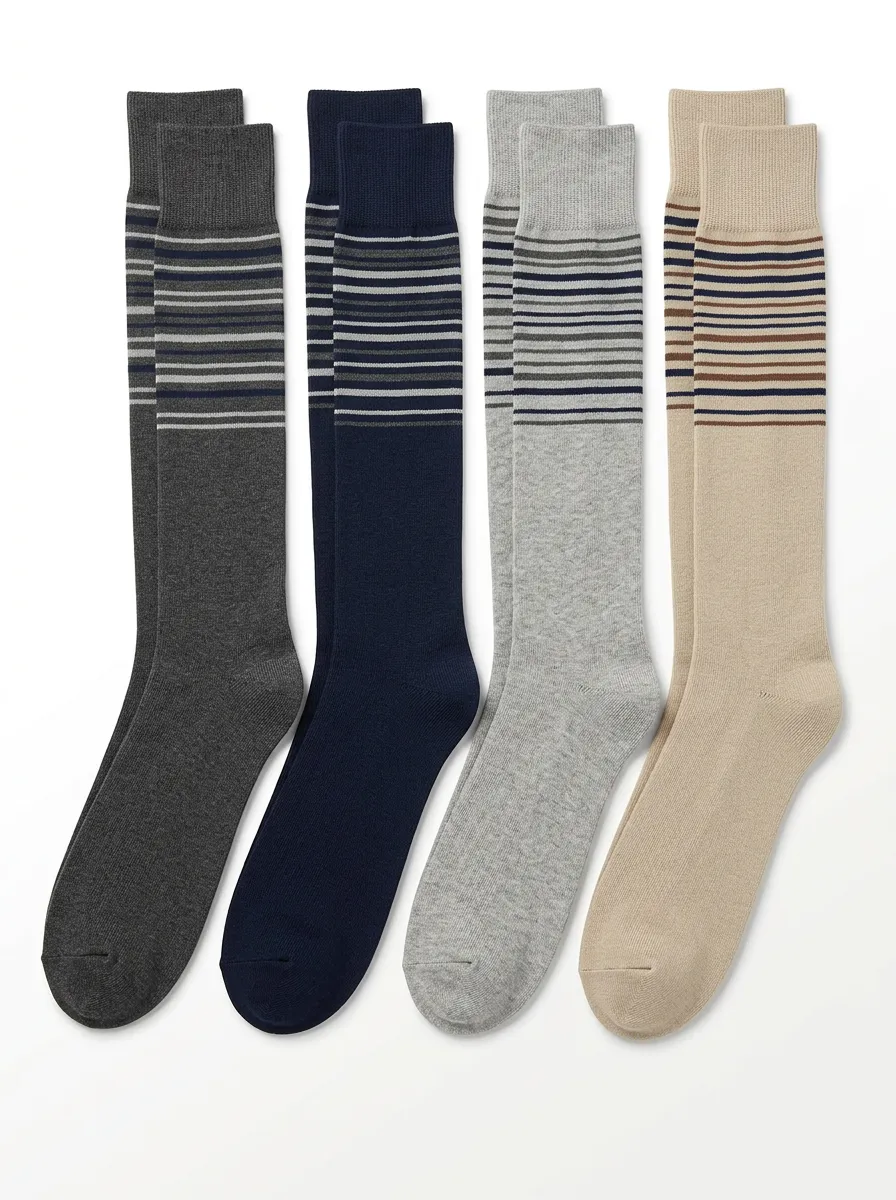 Men's Contrast-Stripe Ribbed Crew Sock Set