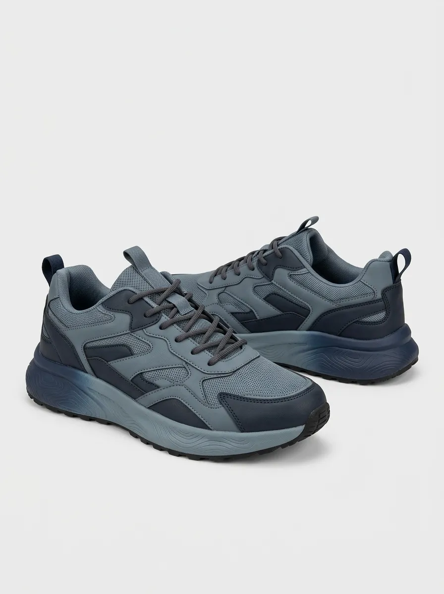 Men's Casual Sporty Mesh Paneled Printed Sneakers