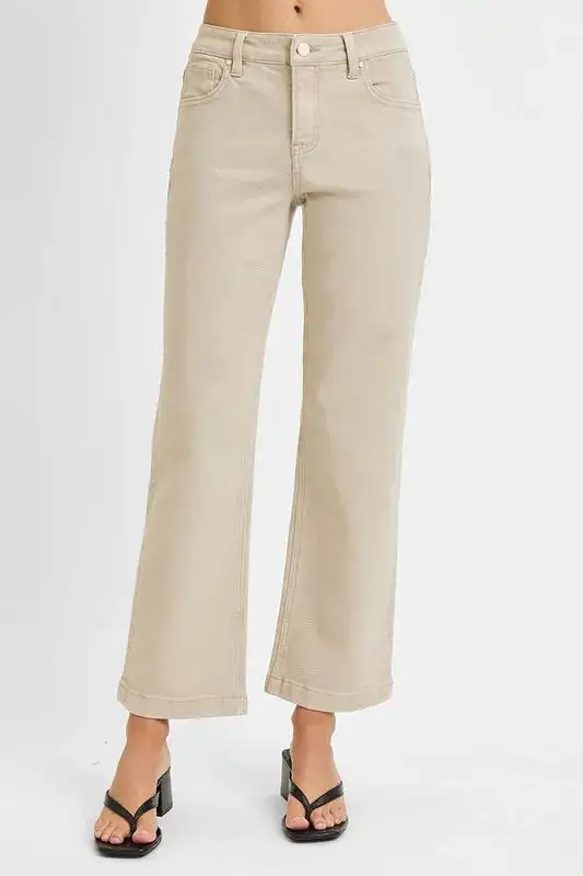 Everyday Mid-Rise Washed Pocketed Stretch Straight Leg Jeans