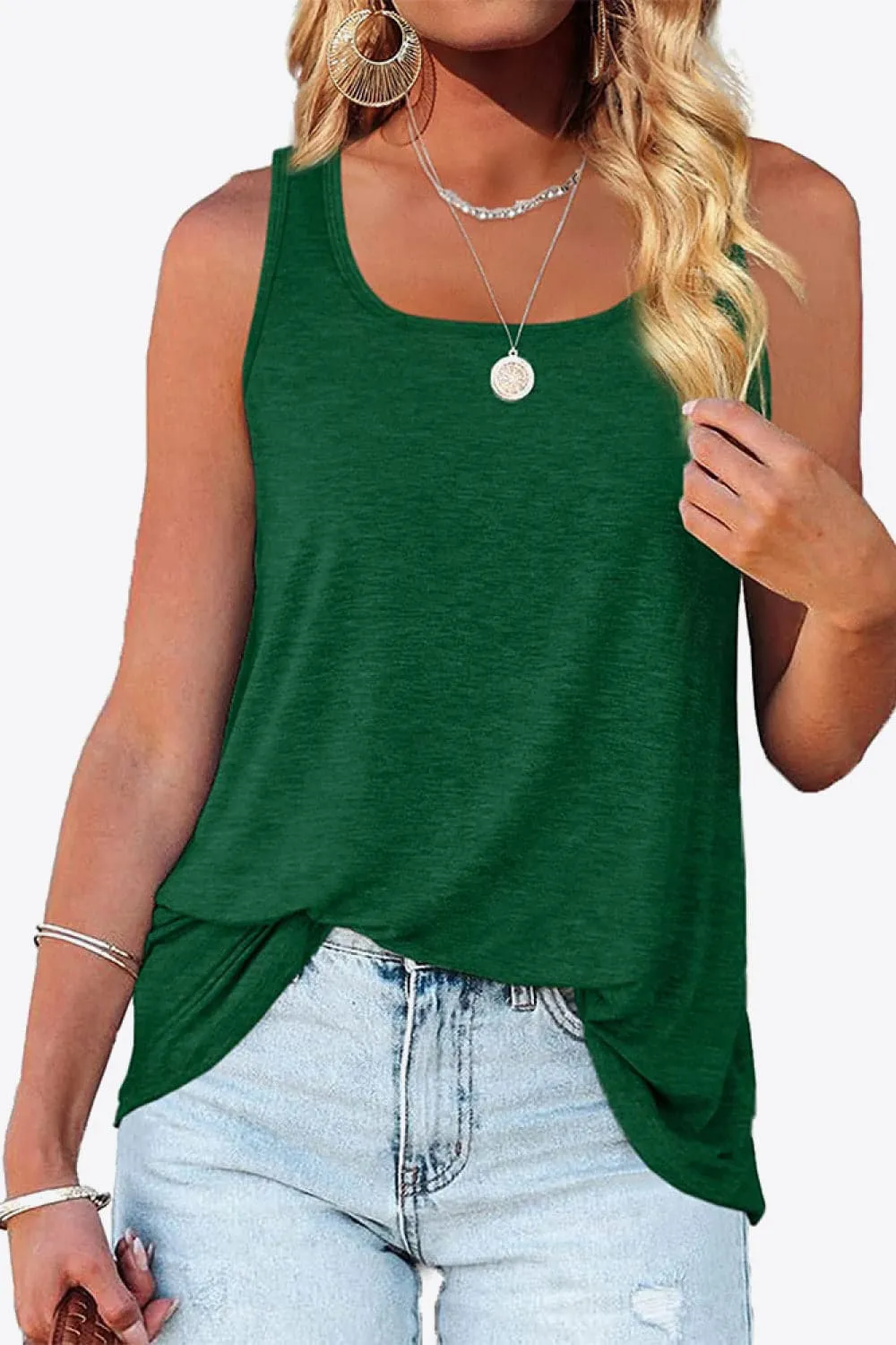 Curved Hem Square Neck Tank Top