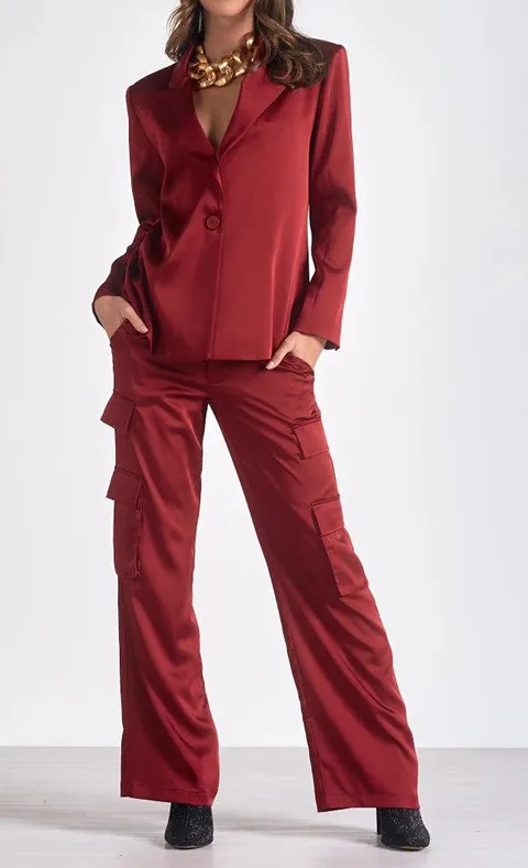 Burgundy Tailored Slim Fit Blazer Set