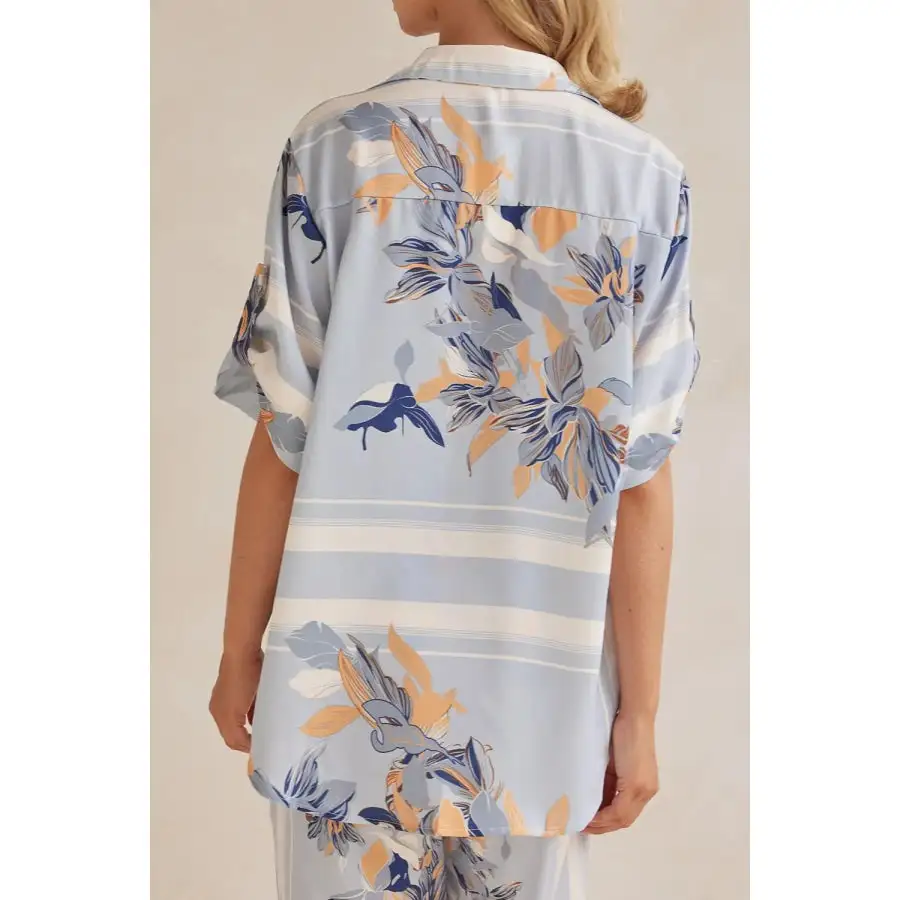 Modern Printed Button Up Shirt and Pants Set
