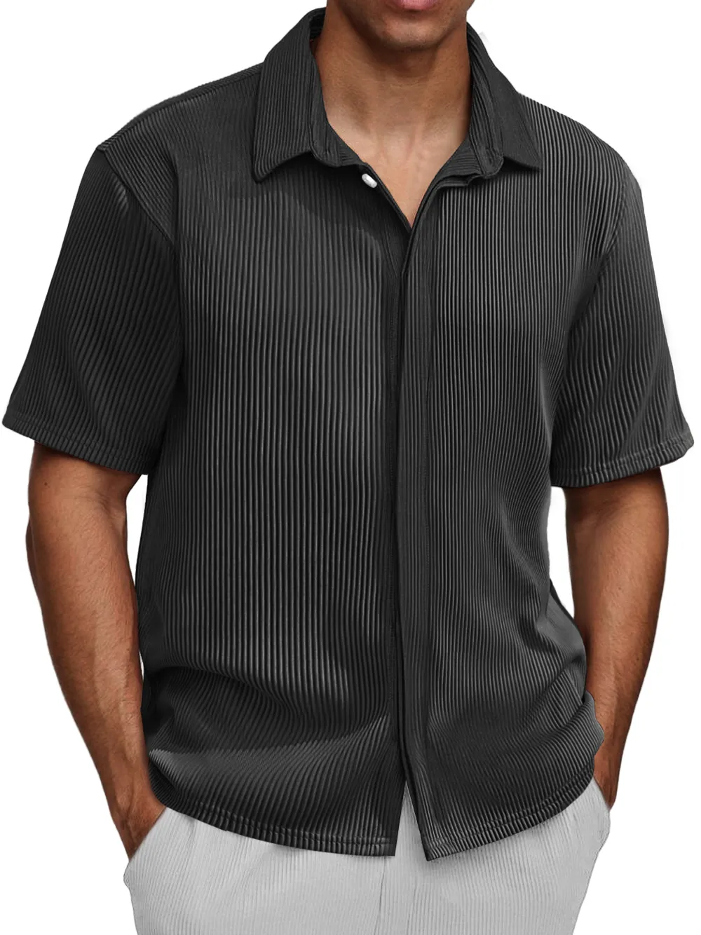 Modern Short Sleeve Button Front Shirt