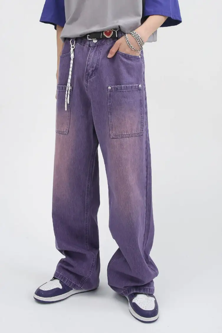 Wide Leg Carpenter Jeans With Front Utility Pockets