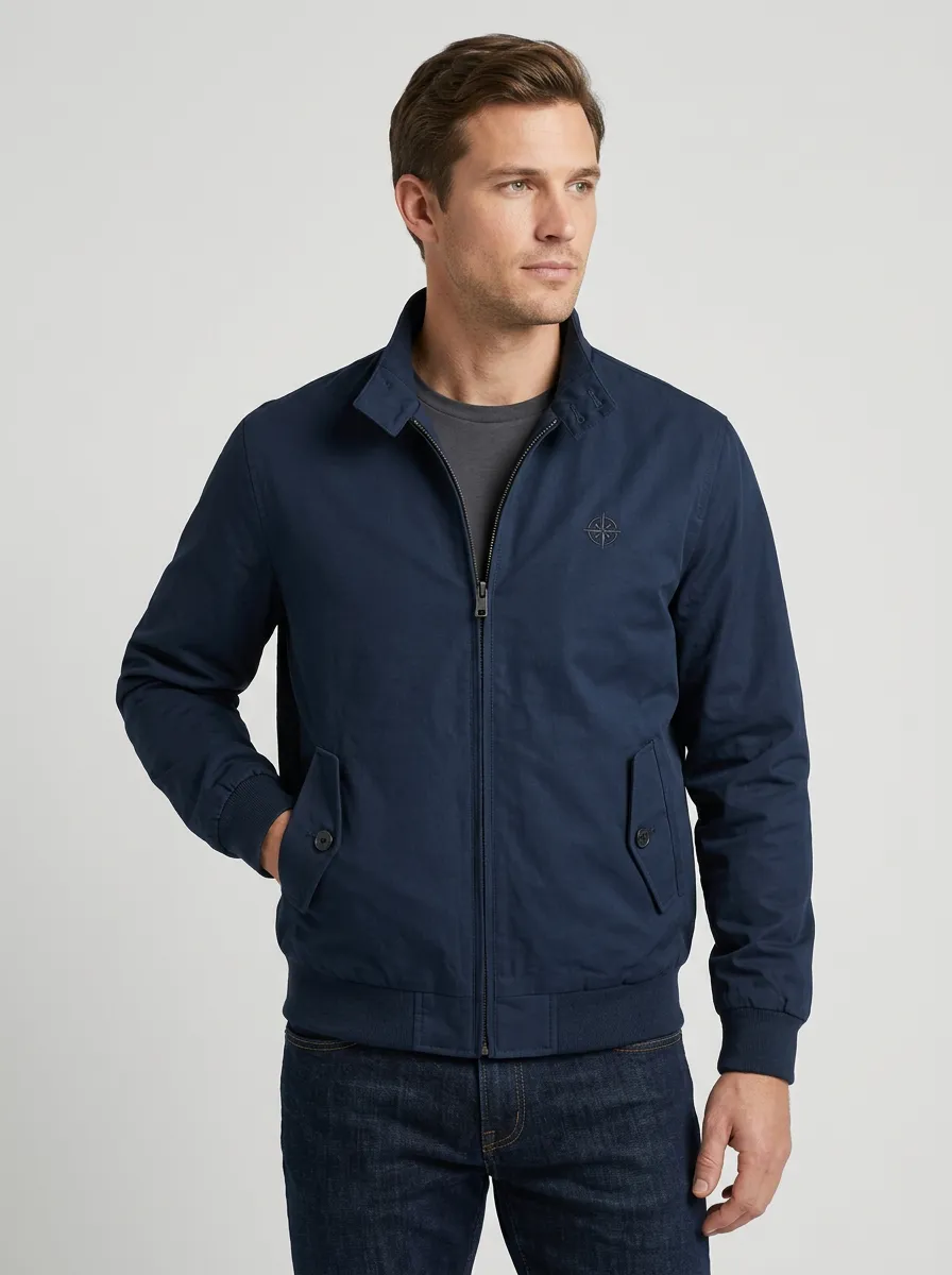 Men's Casual Outdoor Compass Embroidered Zip-Up Jacket