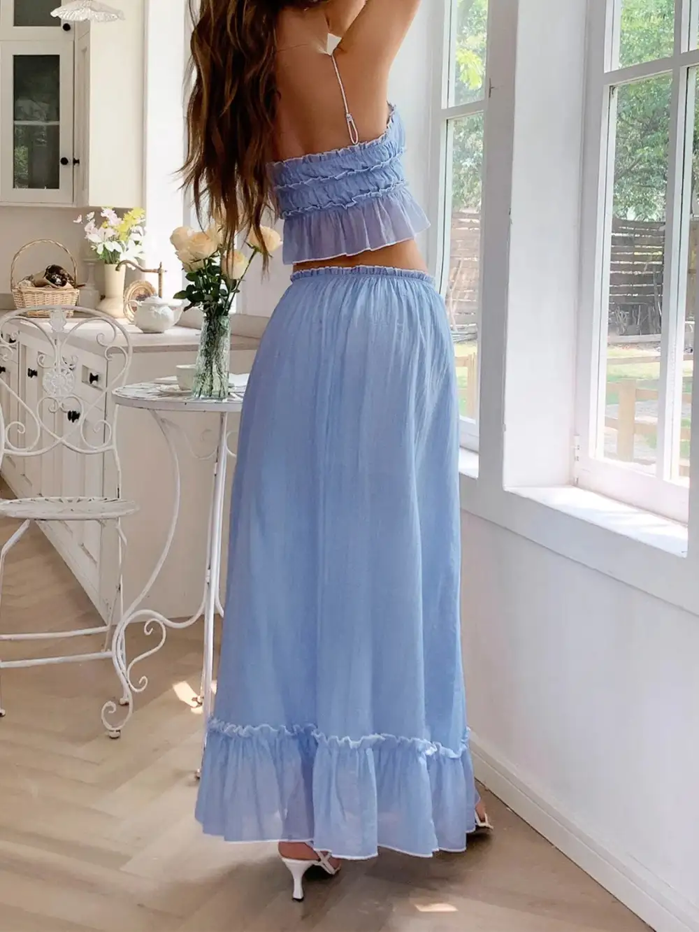 Square Neck Ruched Coordinated Set