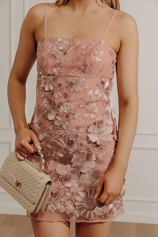 Embroidered Floral Sleeveless Mini Dress