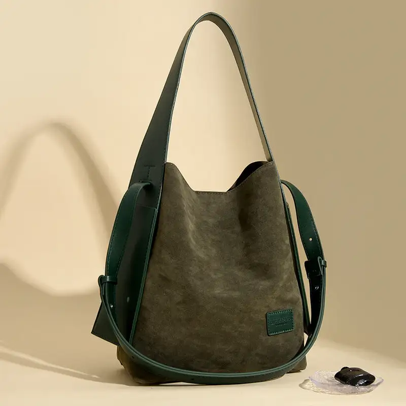 Structured Commuter Suede Tote Bag