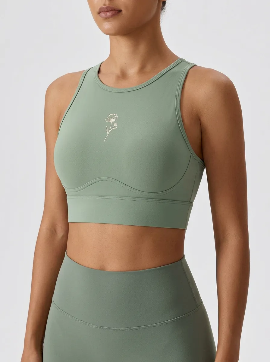 Women's Floral-Graphic High-Neck Sports Bra