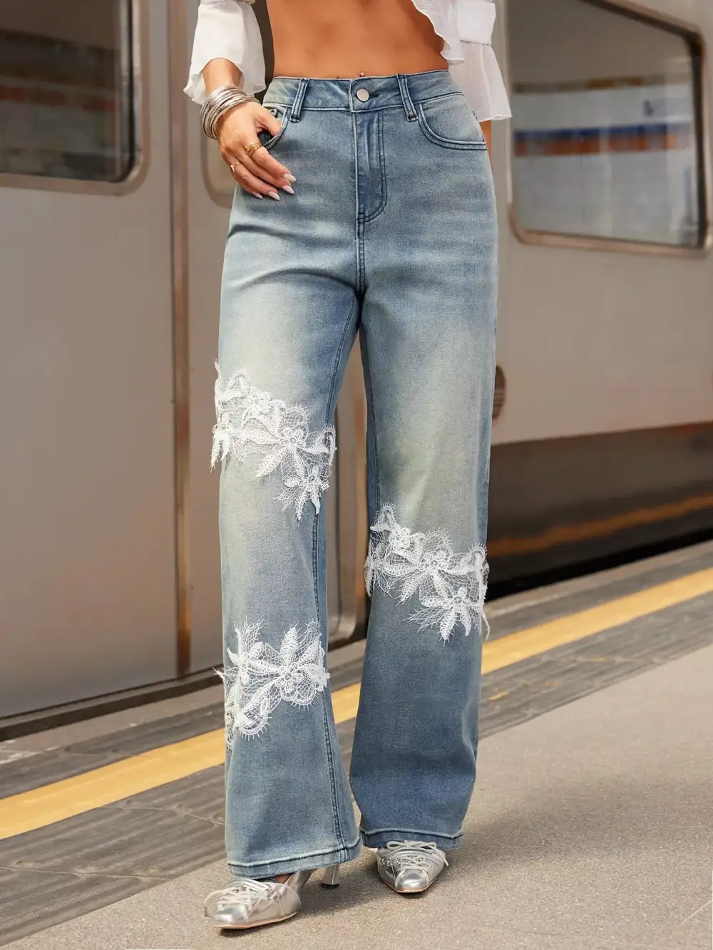 Comfy Collared Denim Jeans