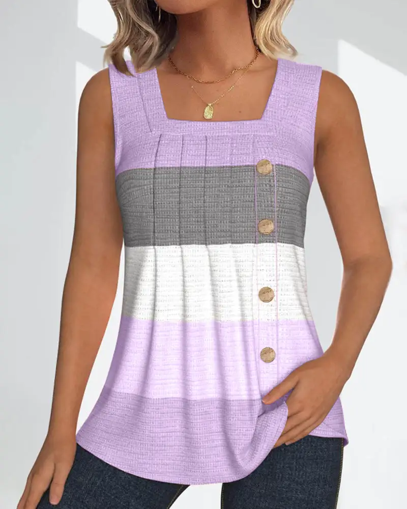 Striped Button Front Blouse