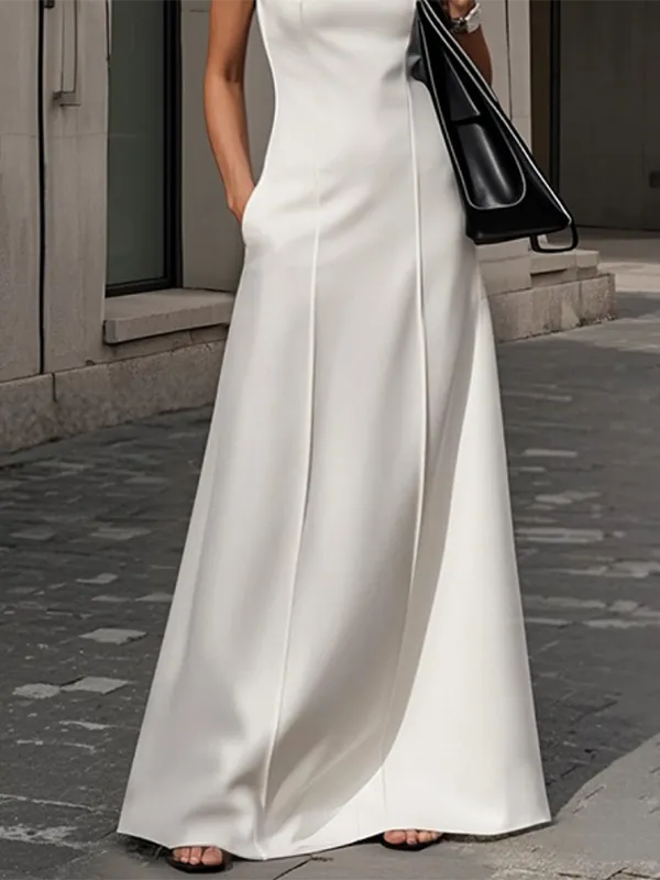 Round Sleeveless Neck Maxi Dress