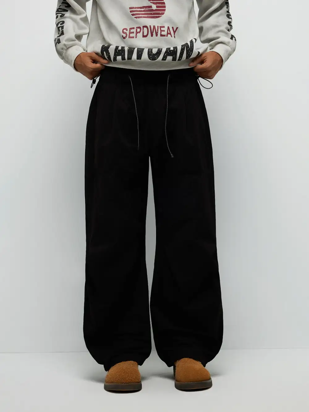 Wide-Leg Drawstring-Waist Pants