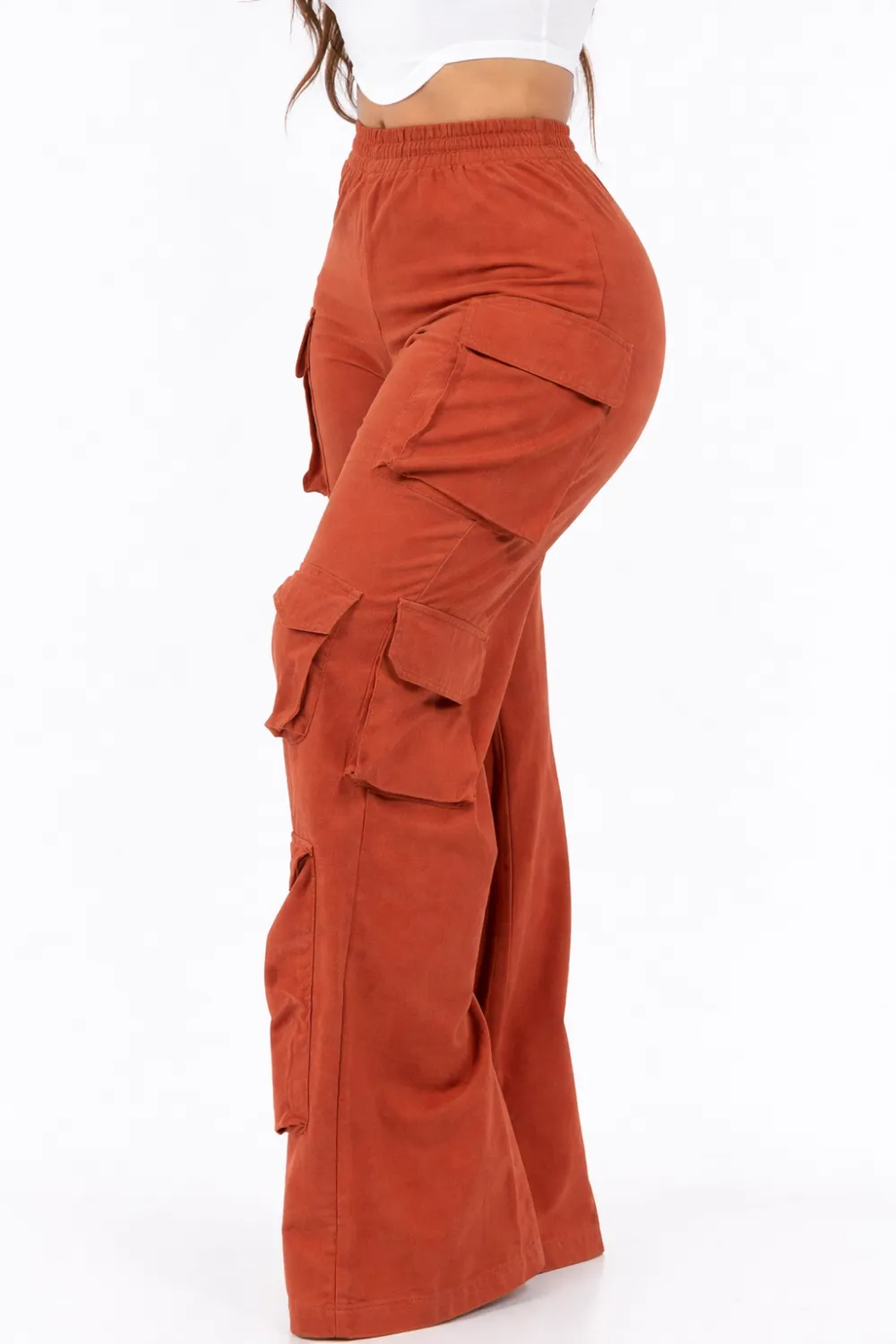 Comfy Big Pockets Cargo Pants Terracotta