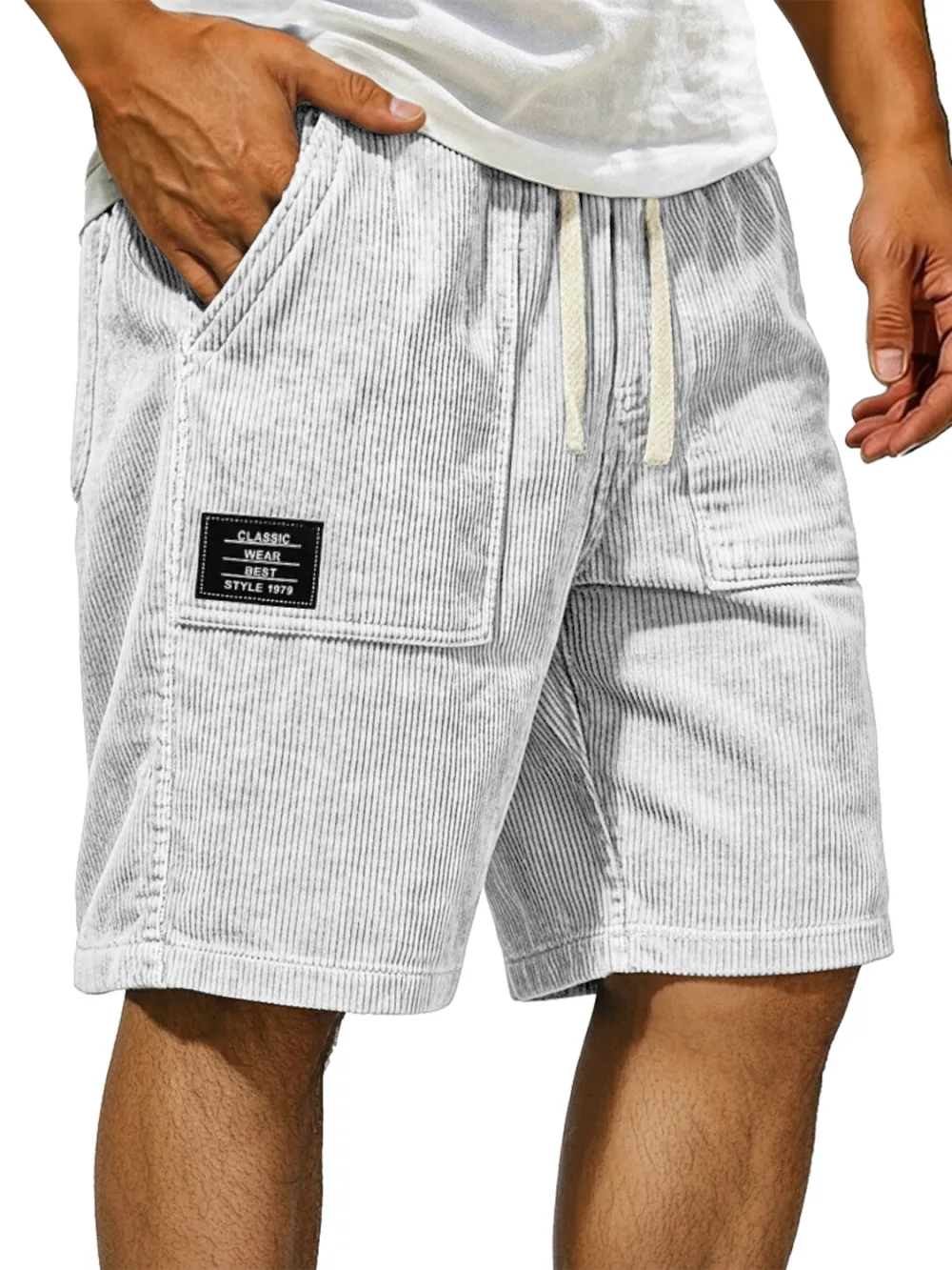 Corduroy Pocket Seamed Shorts