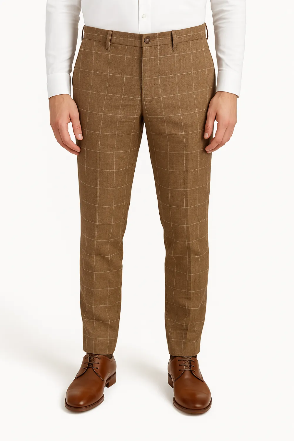 Modern Linen Flat Front Regular Rise Traditional Fit Trousers