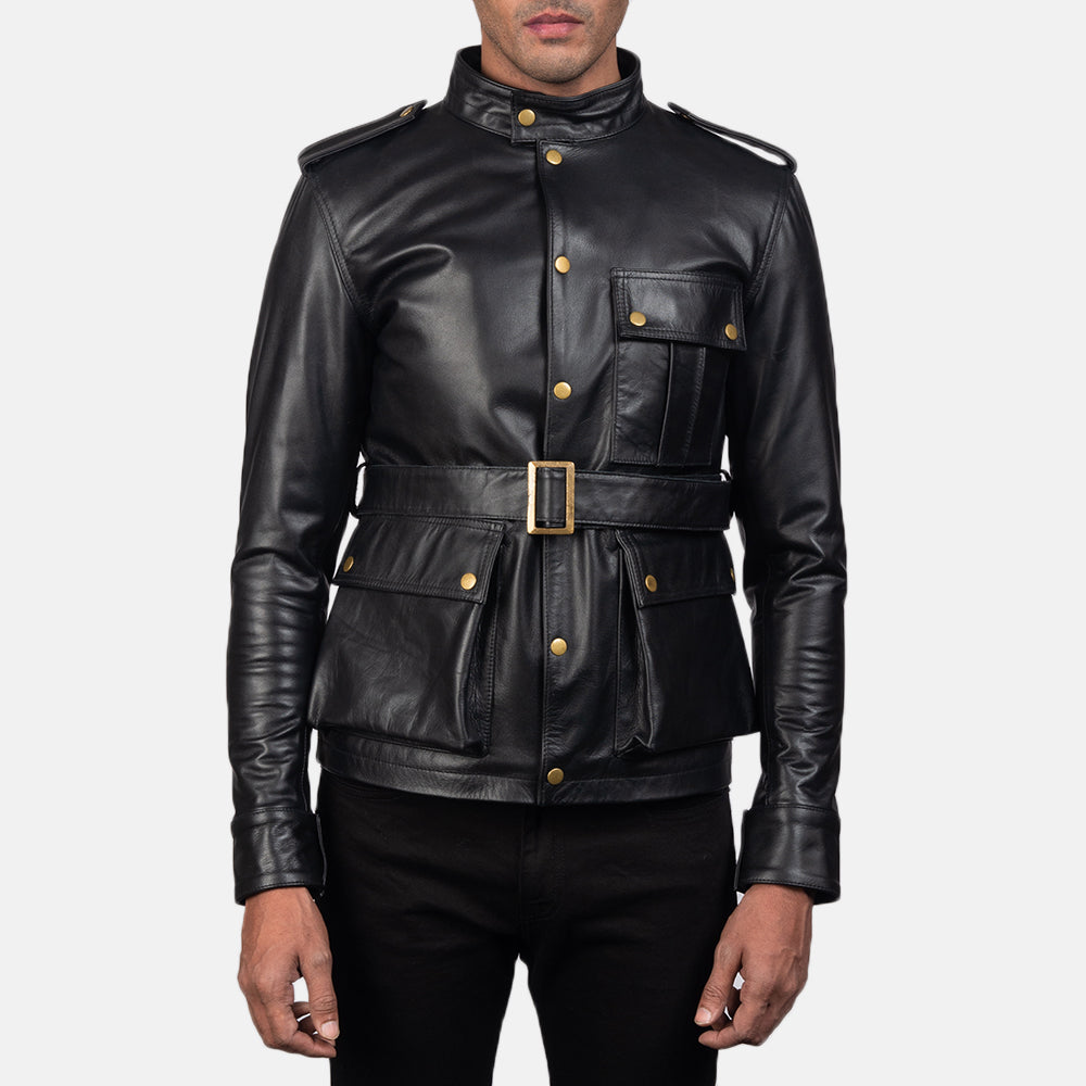 Men's Panel Detail Leather Jacket