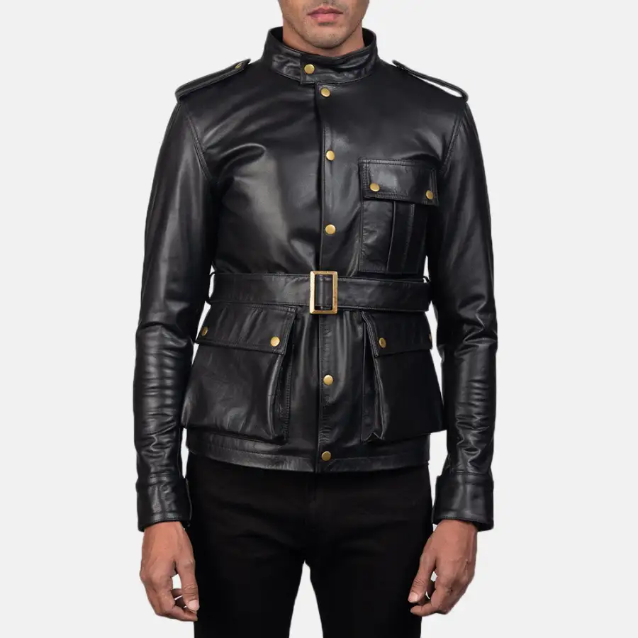 Men's Panel Detail Leather Jacket
