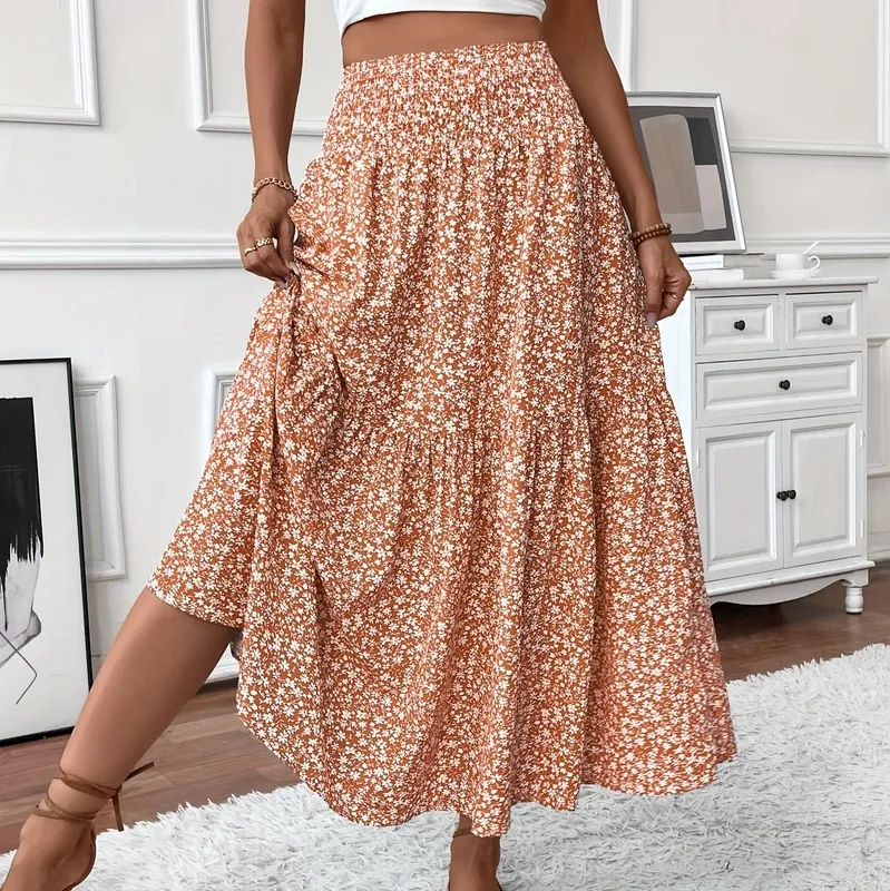 Tiered Floral Maxi Skirt