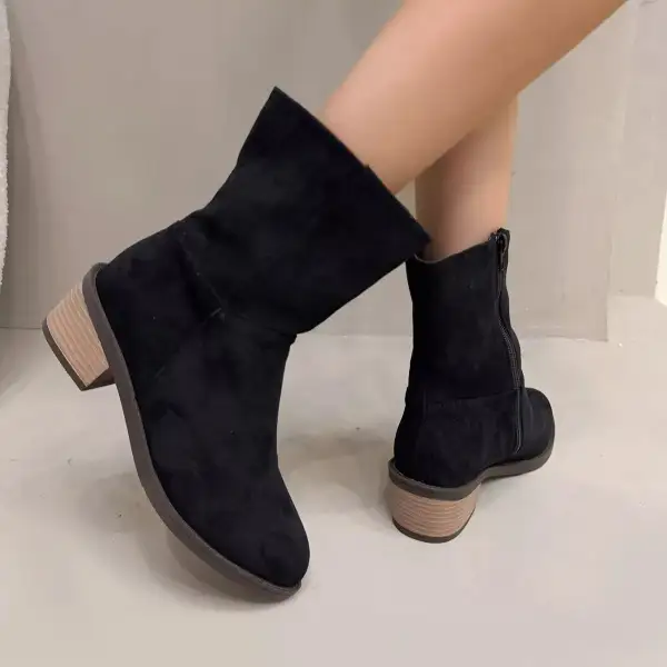 Round Toe Block Heel Ankle Boots