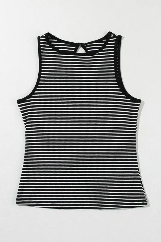 Striped Ribbed Knit Sleeveless Top