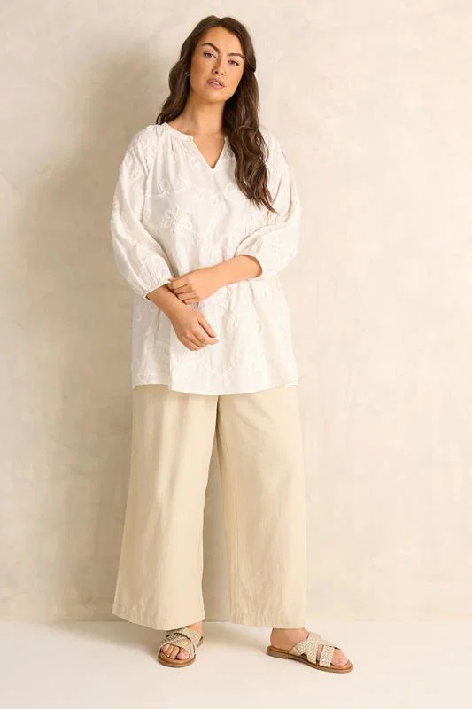 Ivory White Floral Embroidered Cotton Blouse detail 1