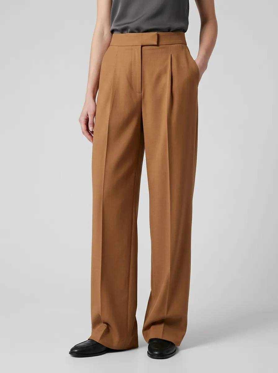 Smart Casual Pleated High Rise Wide Leg Pants