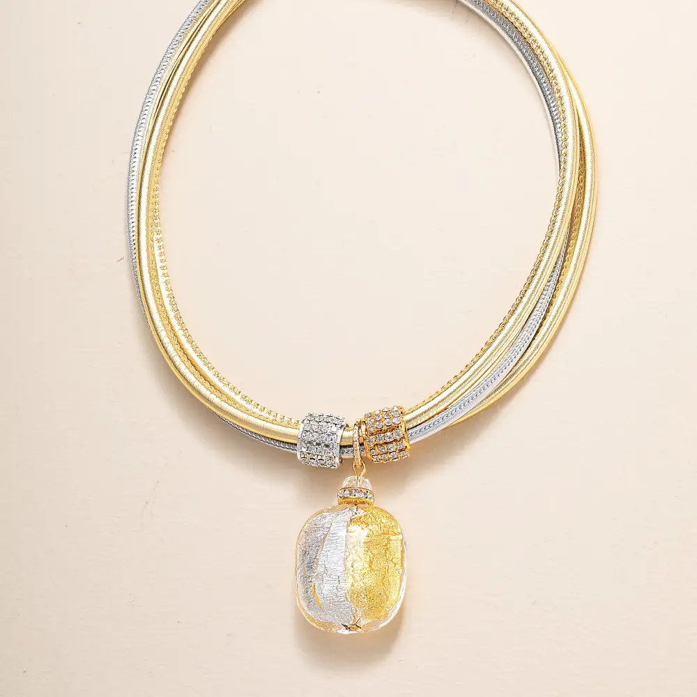 Sculpted Crystal Pendant Necklace