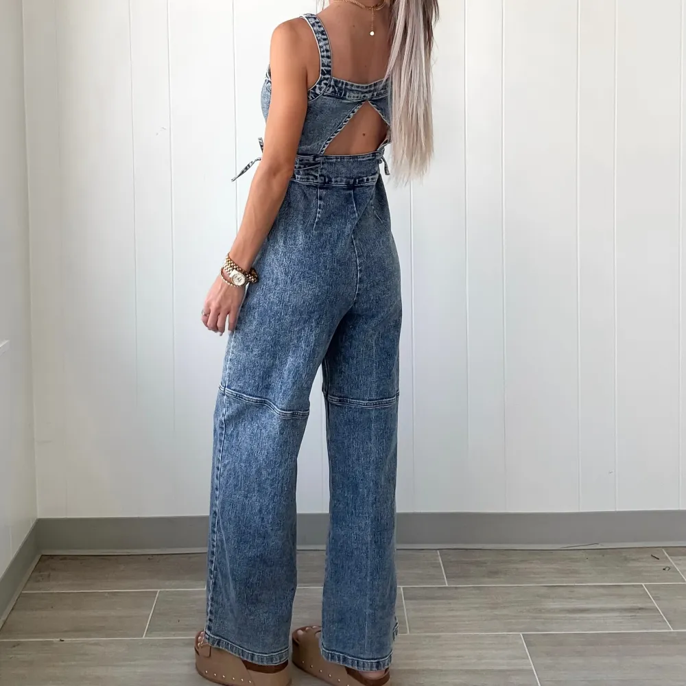 Flirty Fit Denim Jumpsuit