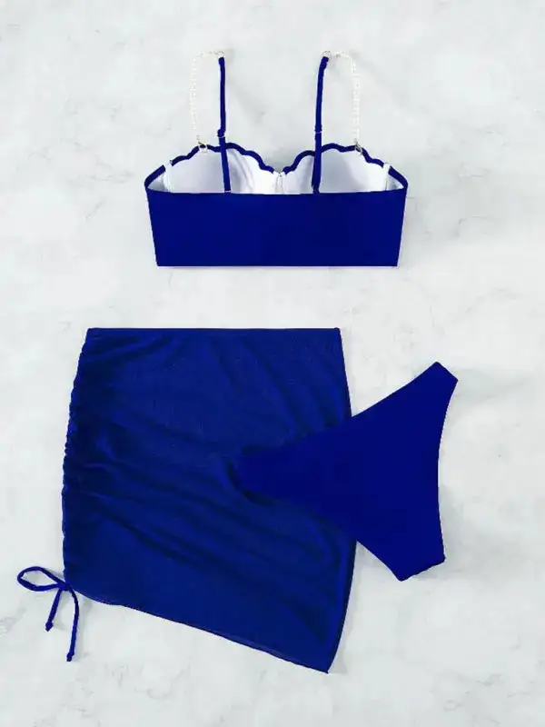 Clean Shell Shape Layered Bikini Swim Set