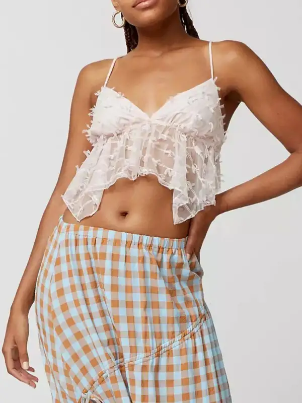 Sheer Lace Cami Top With Delicate Trim