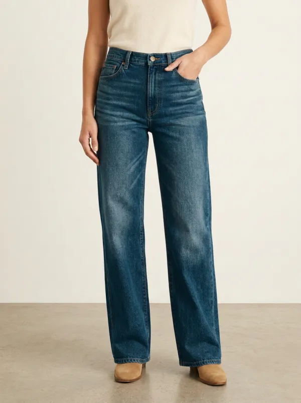 Wide-Leg Denim Jeans