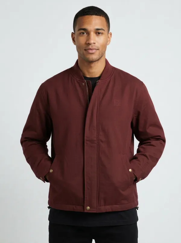 Men's Minimalist Green Embroidered Bomber Jacket