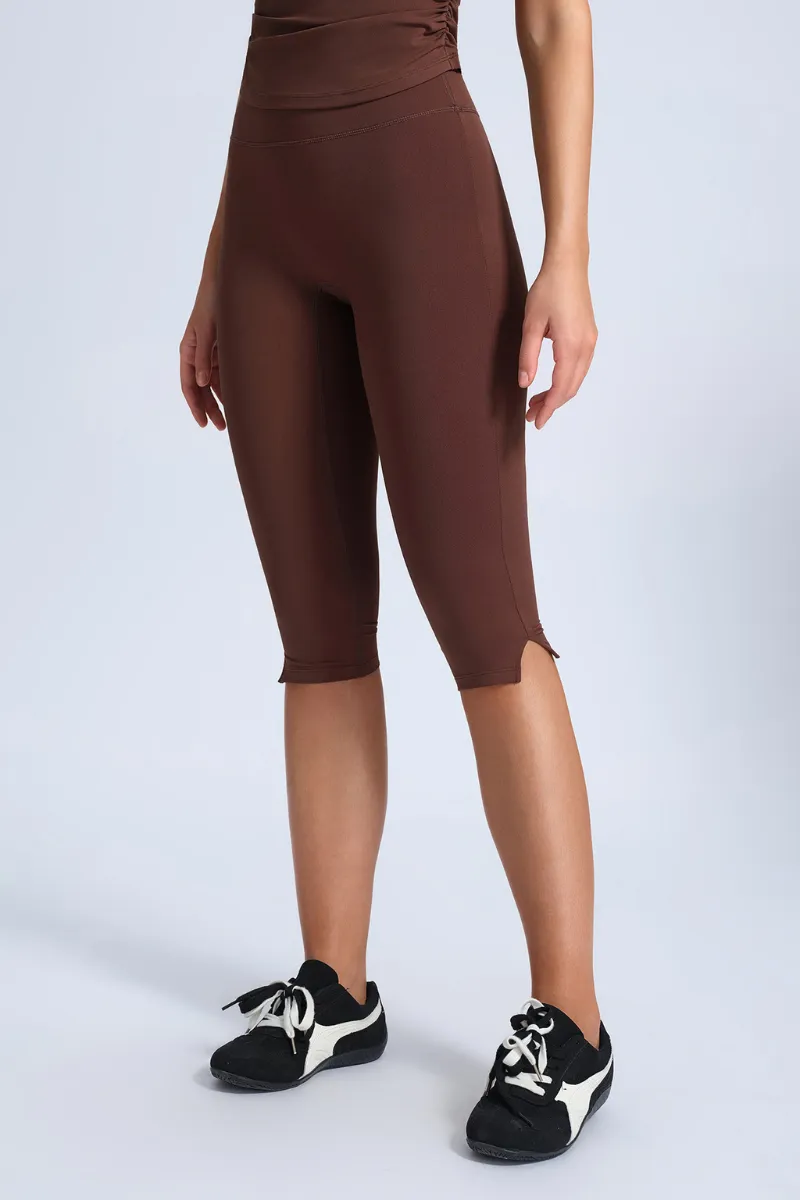 High-Waist Side-Slit Sculpting Capri Leggings