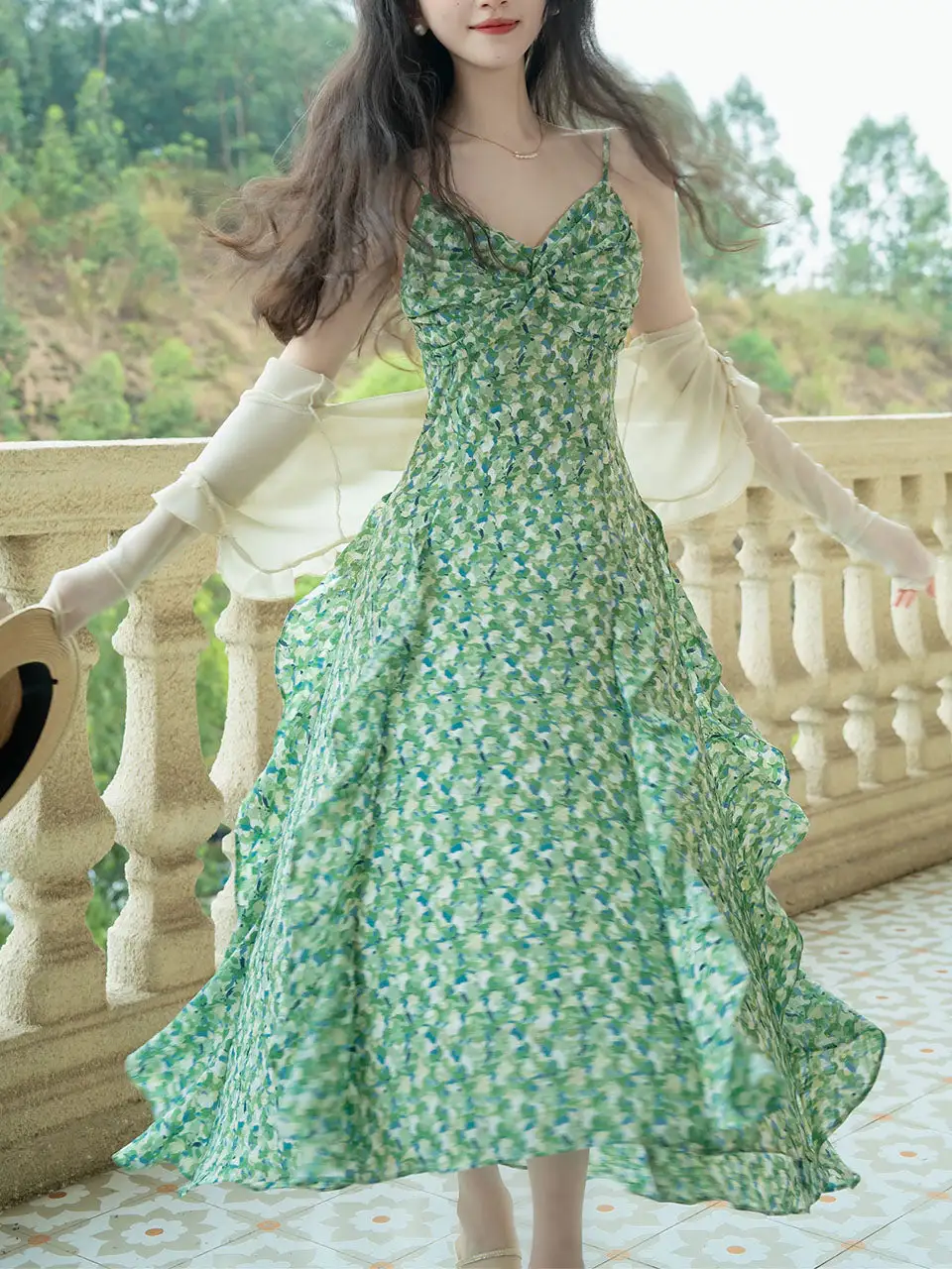 Floral Spaghetti Strap Long Dress