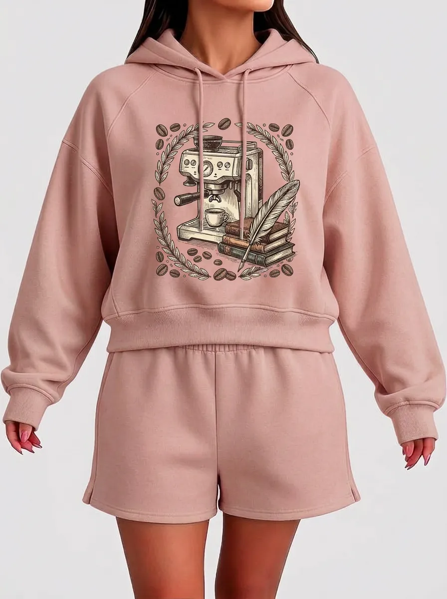 Women's Coffee Literature Books Graphic Hoodie