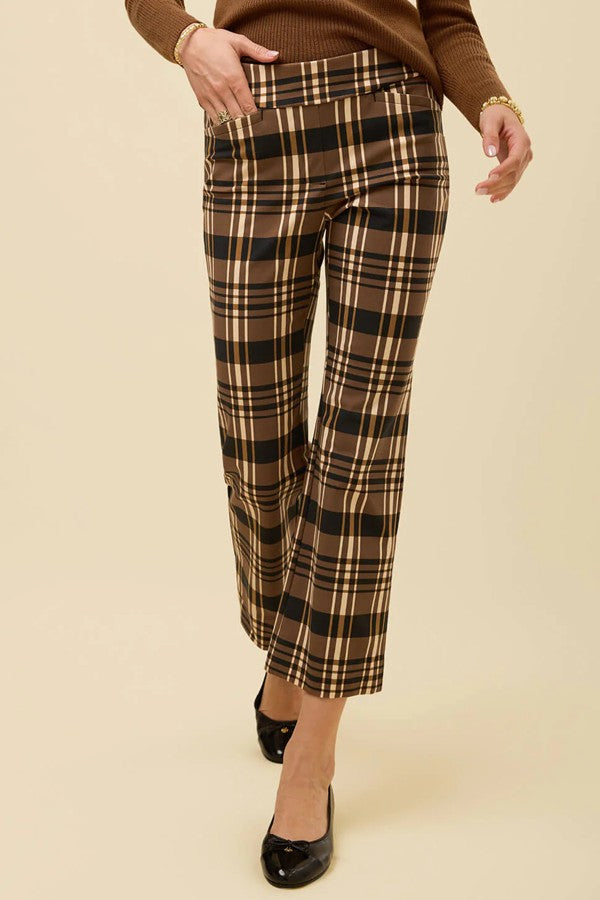Plaid High Waist Kick Flare Pants