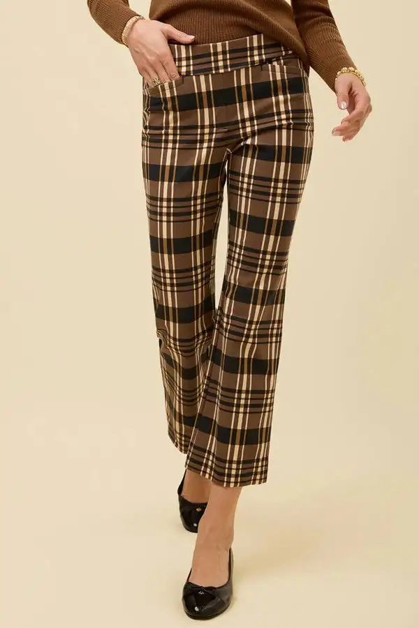 Plaid High Waist Kick Flare Pants