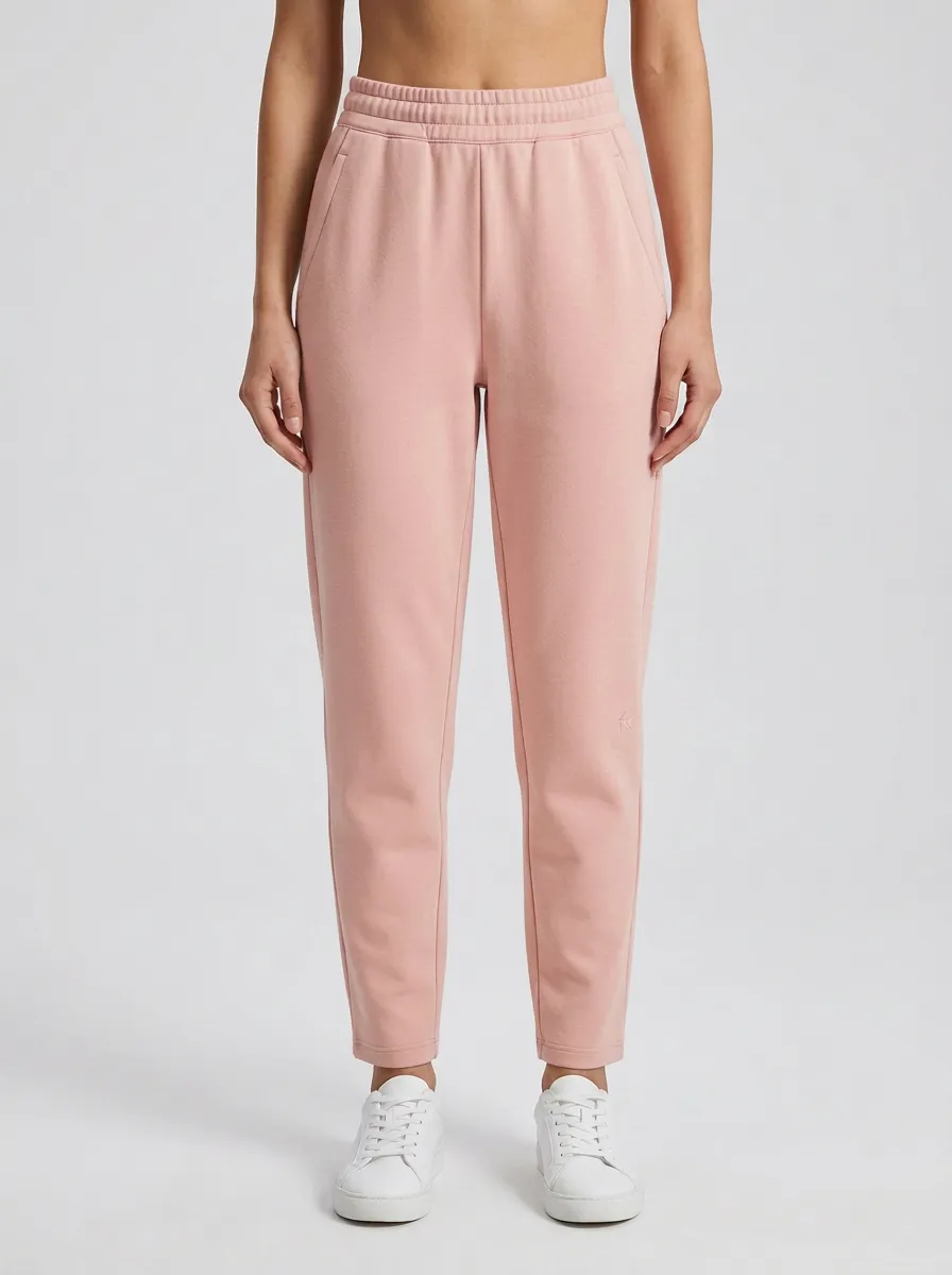Women's Minimalist Beige Solid Color Casual Jogger Pants