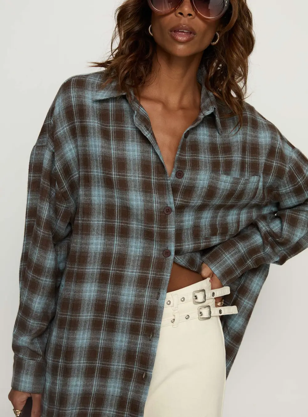 Easy Draped Button Up Collared Shirt