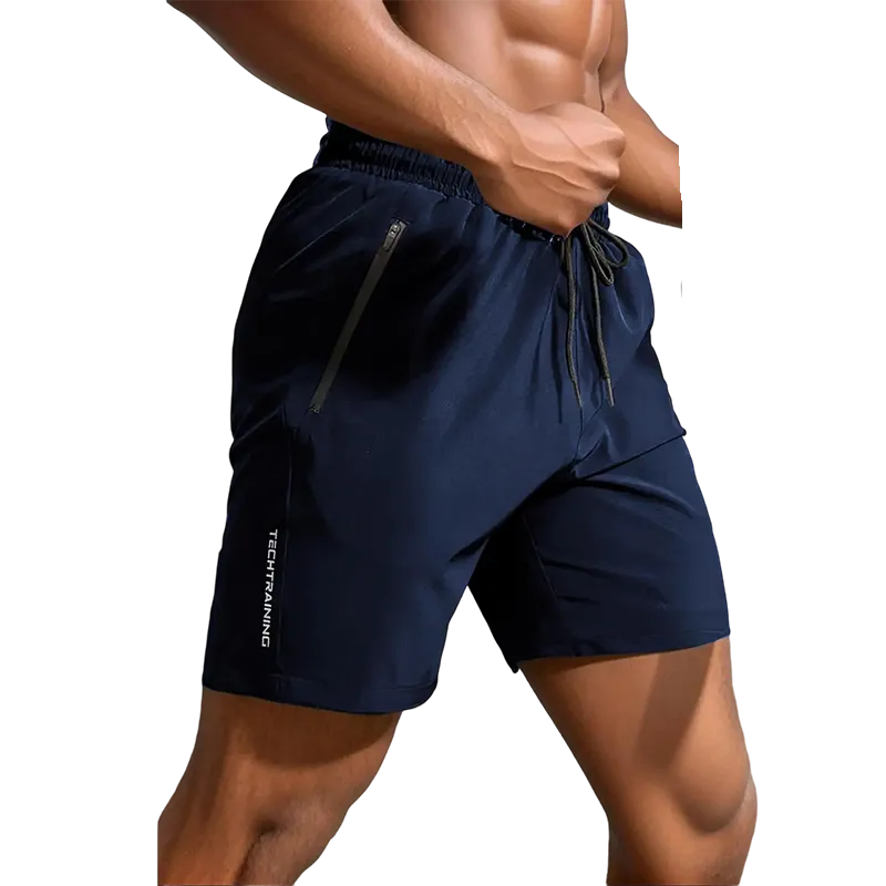 Men's New Trendy Letter Print Zipper Pocket Drawstring Waist Track Shorts