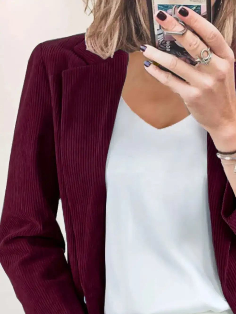 Lapel-Collar Corduroy Blazer
