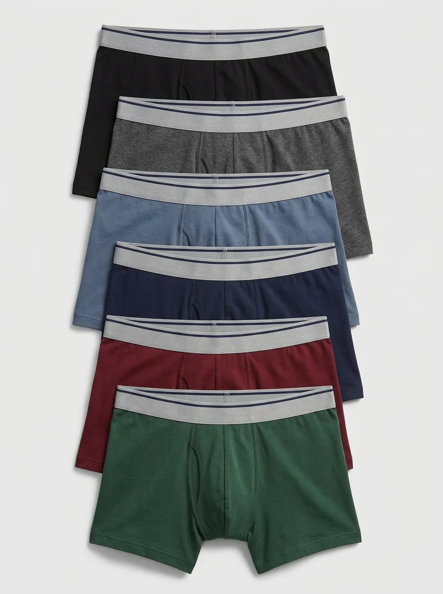 Men's Multi-Color Solid Pattern Elastic Waistband Boxer Briefs