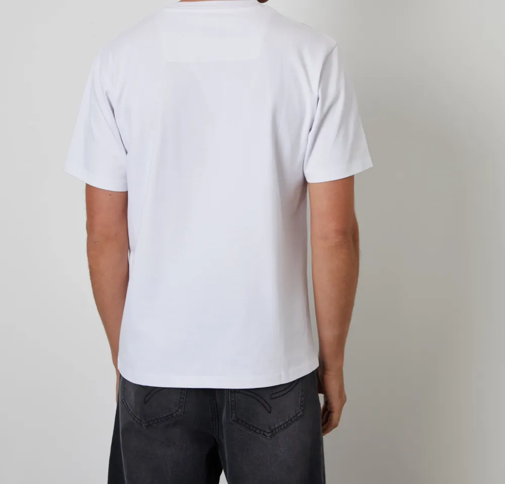 Men's White Peached Cotton Crewneck T-Shirt