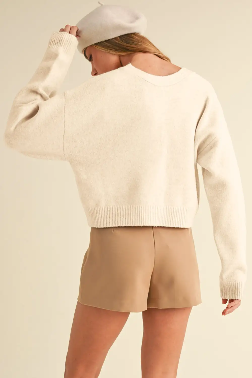 V Neck Slouchy Bow Detail Cardigan