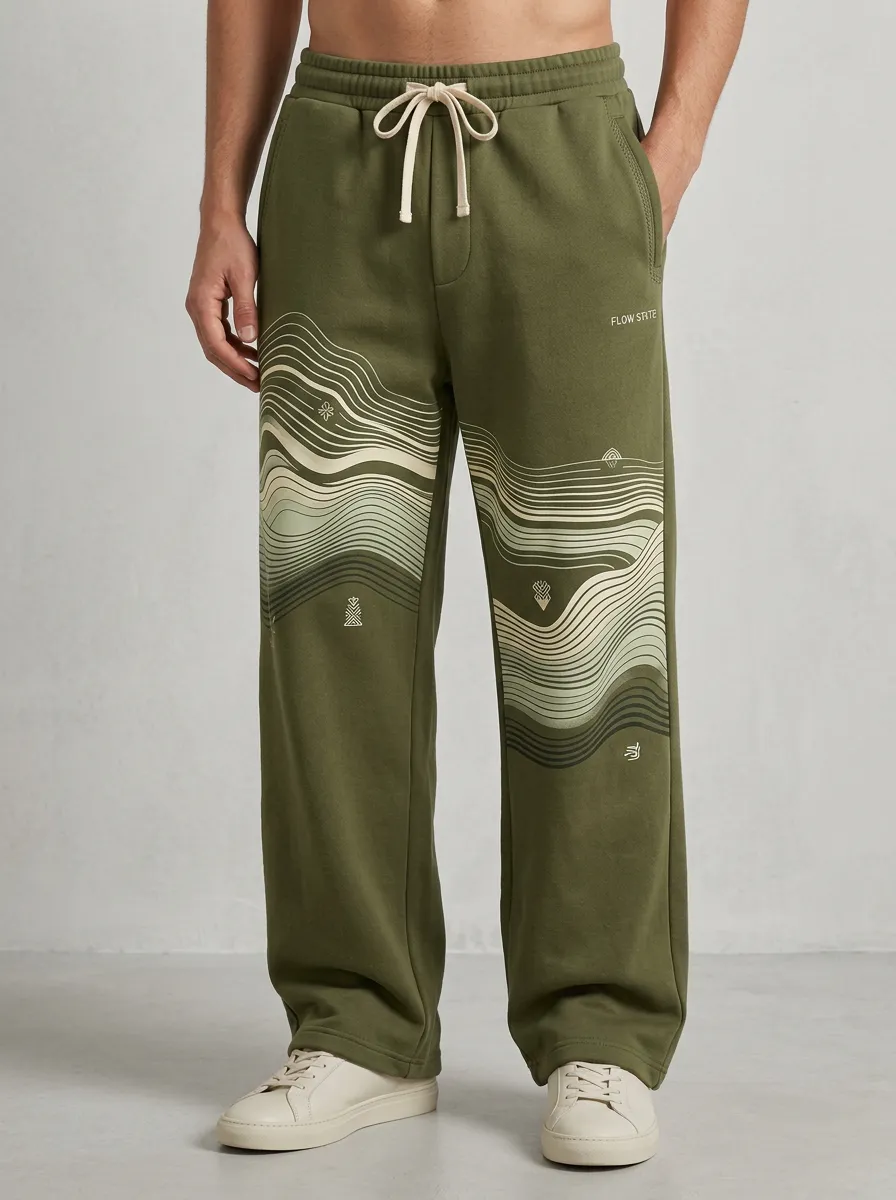 Unisex Topographic Wave Graphic Joggers