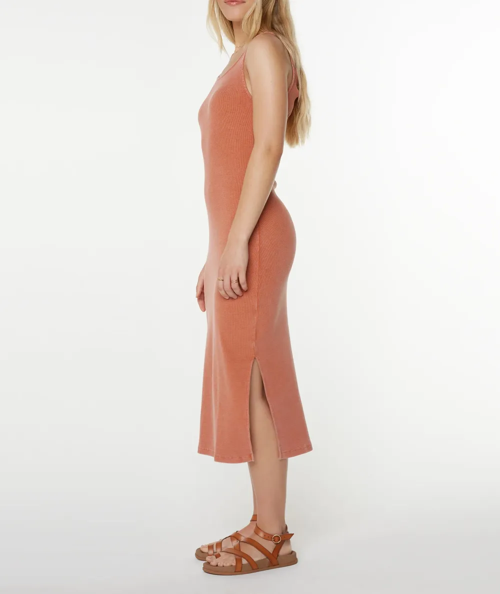 Stretch Cotton Ribbed Figure-Hugging Dress