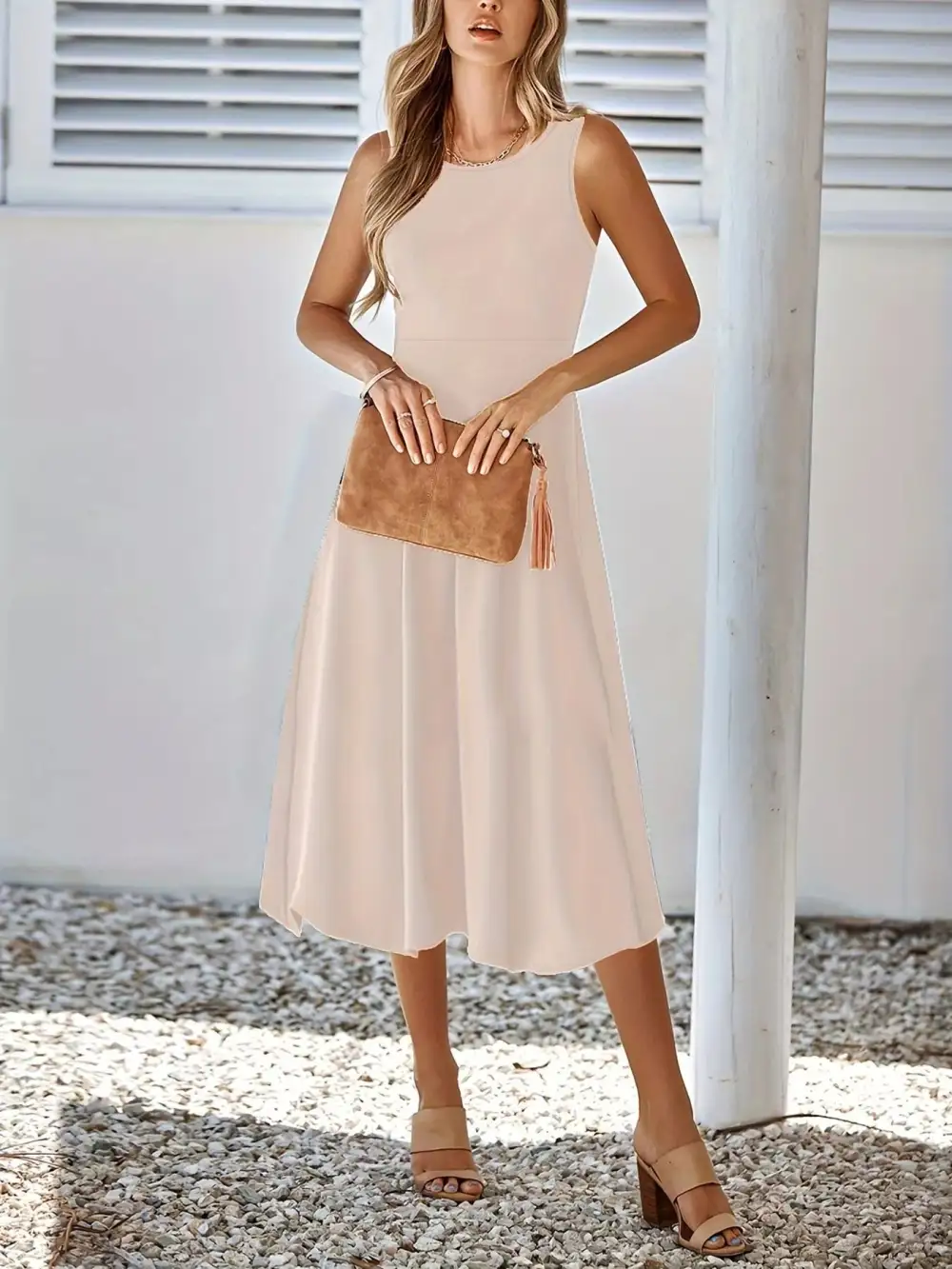 Sleeveless A-Line Midi Dress