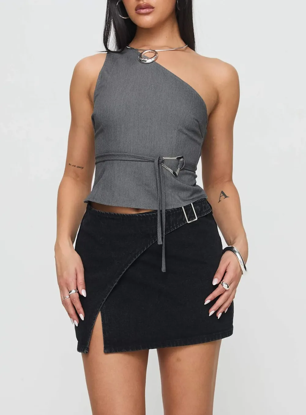 Denim Wrap Mini Skirt